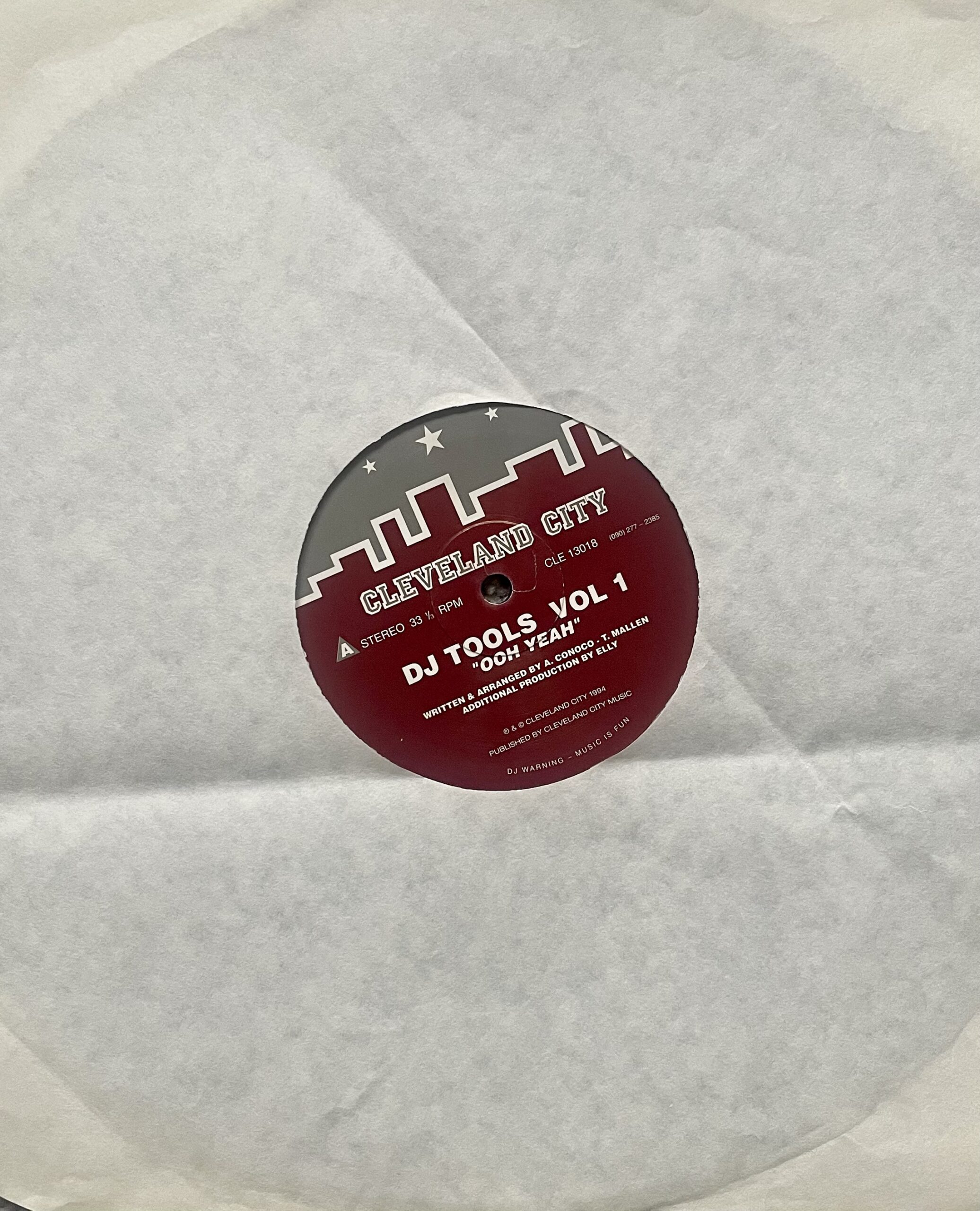 DJ Tools Vol 1 - Oooh Baby on Cleveland Records label, 12 Inch Vinyl Sleeve Cover